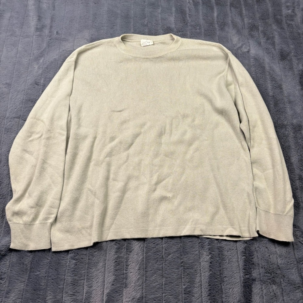 Vintage J.Crew Mens Large Sage Green 100% Cotton Crewneck Sweater Made in USA